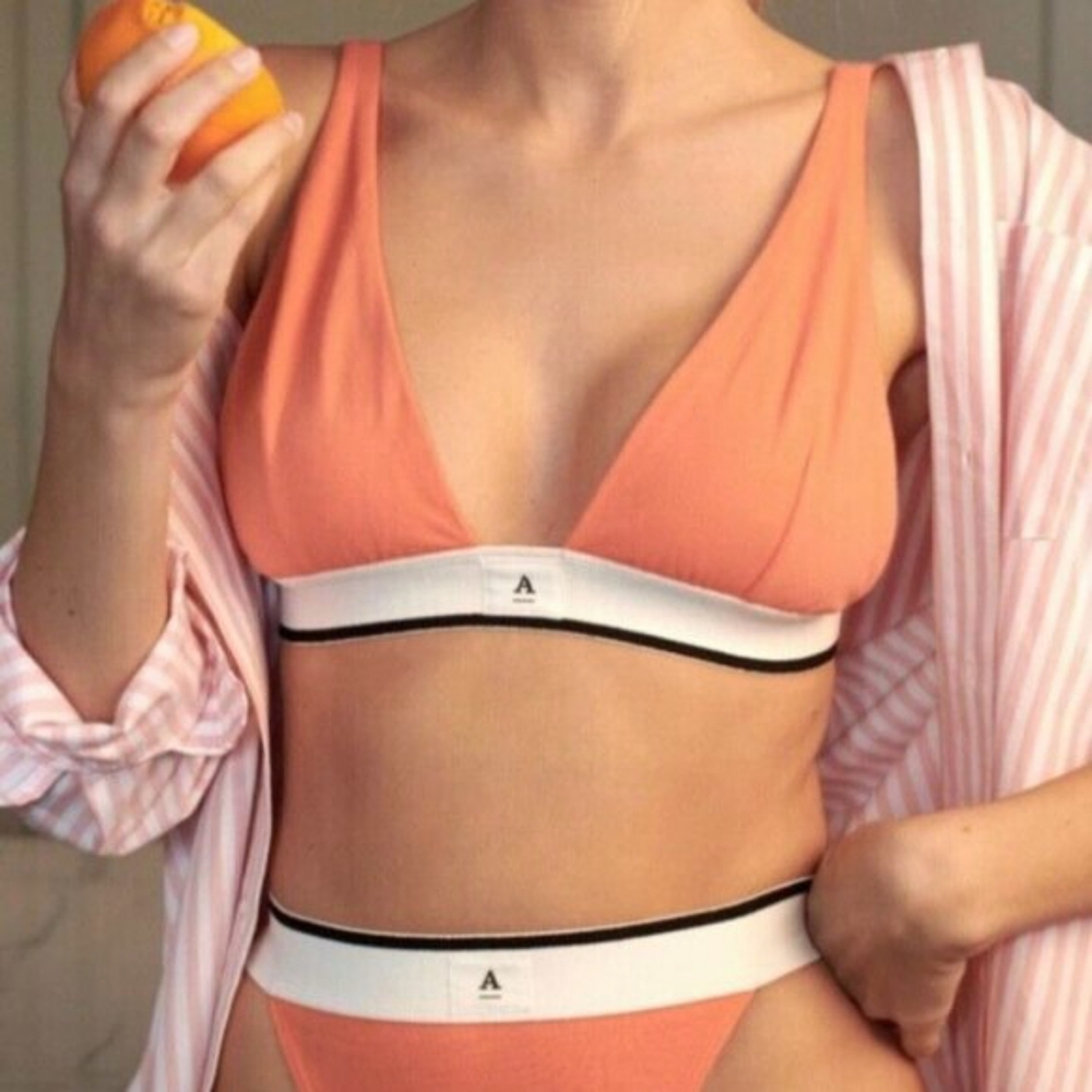 Anthropologie Cotton Triangle Orange Sherbet Soft Wireless Bralette Crop Tank